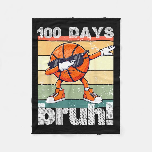 Couverture Polaire 100 Days Of School Bruh Funny Kids Boys Dabbing Ba (Devant)