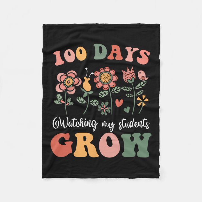 Couverture Polaire 100 Jours De Croissance Des Fleurs De Boho Enseign (Devant)