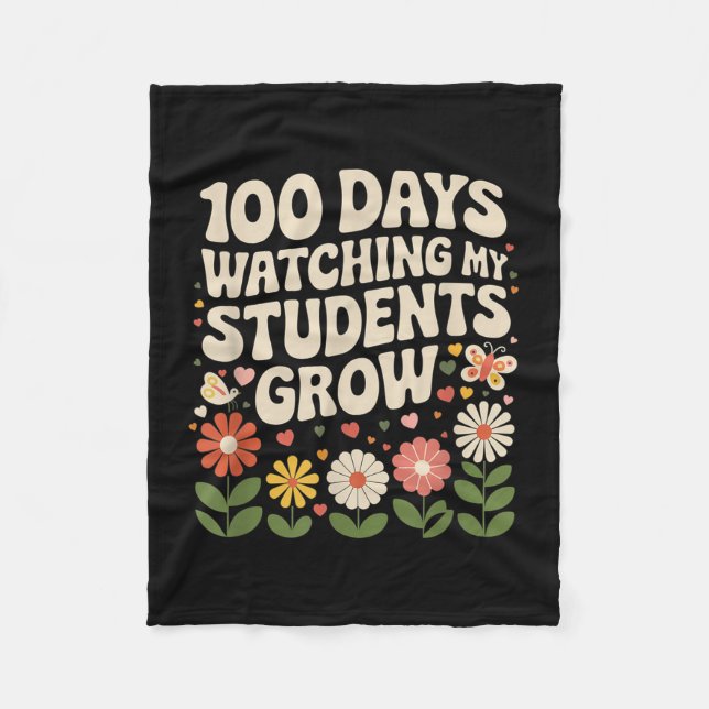Couverture Polaire 100 jours de culture de fleurs boho professeur 100 (Devant)
