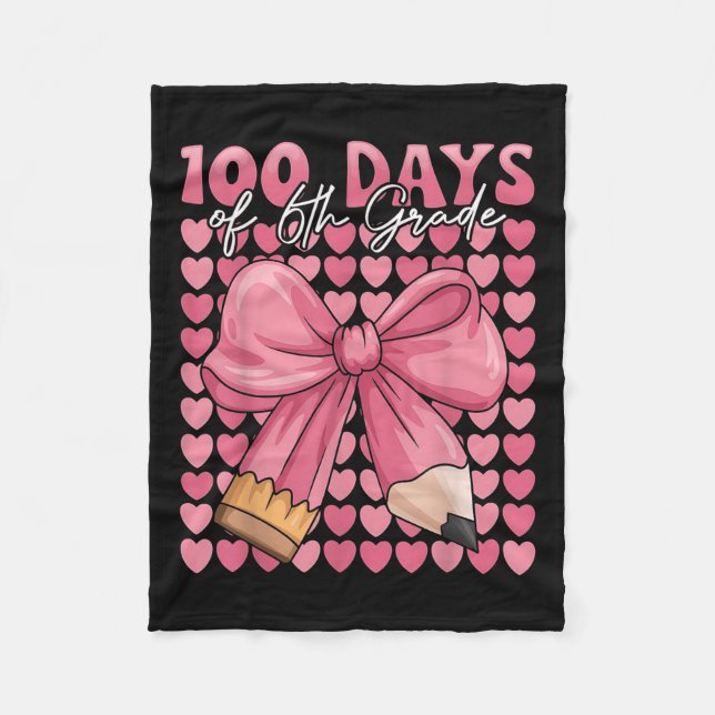 Couverture Polaire 100 Jours De Filles De 6E Année Cute Bow 100e Jour (Devant)