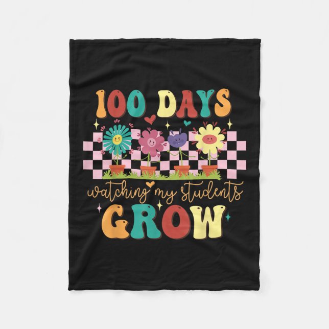 Couverture Polaire 100 jours Growing Boho Flowers Enseignant 100e jou (Devant)