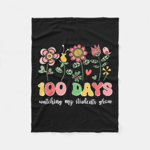 Couverture Polaire 100 jours Growing Boho Flowers Enseignant 100e jou