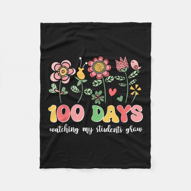Couverture Polaire 100 jours Growing Boho Flowers Enseignant 100e jou (Devant)