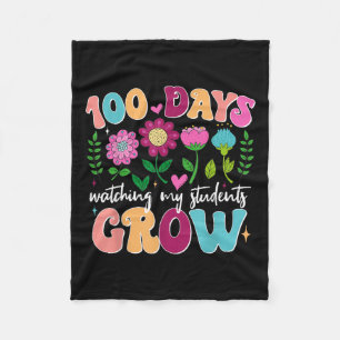Couverture Polaire 100 jours Growing Boho Flowers Enseignant 100e jou