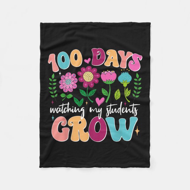 Couverture Polaire 100 jours Growing Boho Flowers Enseignant 100e jou (Devant)