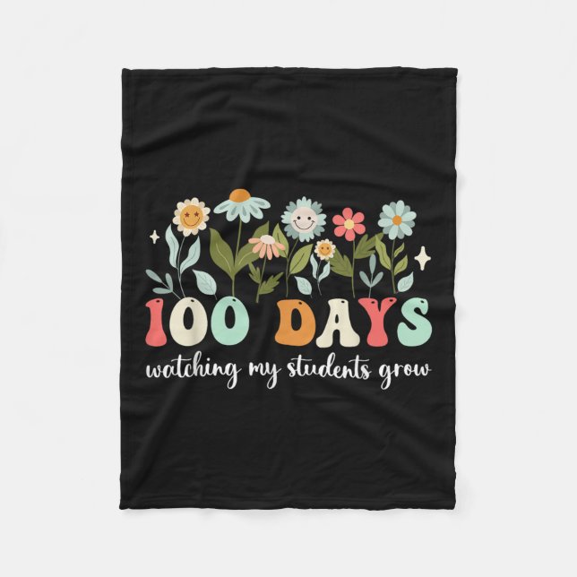 Couverture Polaire 100 jours Growing Boho Flowers Enseignant 100e jou (Devant)