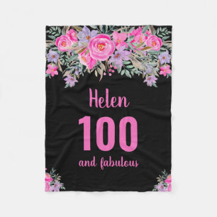 Couverture Polaire 100e anniversaire noir floral floral blanc couvert