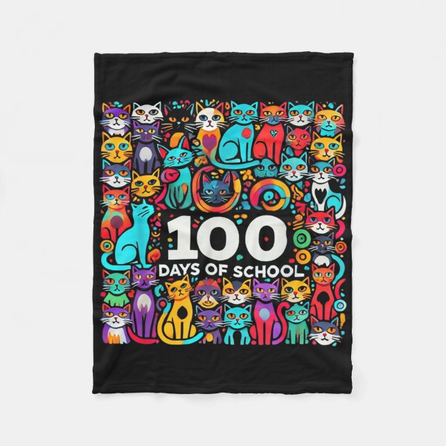 Couverture Polaire 100e Jour Chat Facile 100 Jours D'Enseignant Ensei (Devant)