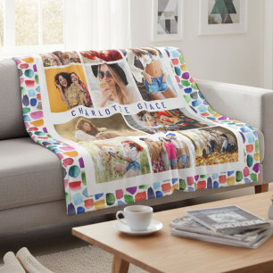 Couverture Polaire 10 Photo Aquarelle colorée moderne Nom Abstrait