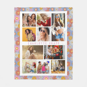 Couverture Polaire 10 Photo Moderne Trendy Hippie Floral Nom élégant