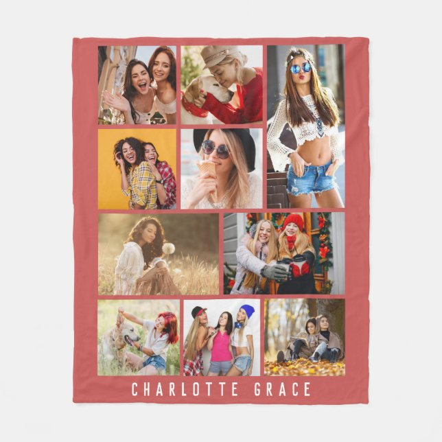 Couverture Polaire 10 Photo Simple Moderne Minimal Rose Rouge Chic No (Devant)