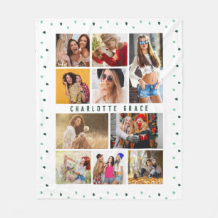 Couverture Polaire 10 Photo Vert moderne Amour romantique Chauffe Nom