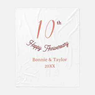 Couverture Polaire 10e anniversaire de mariage nom pastel pêche rétro