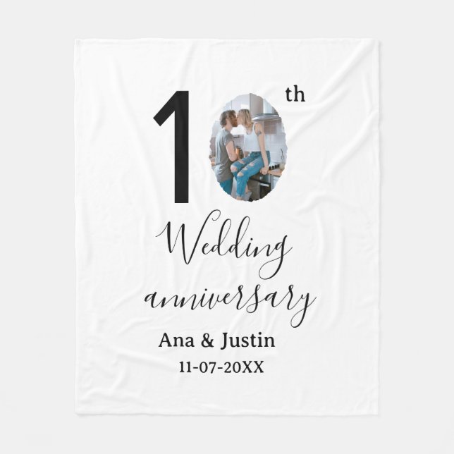Couverture Polaire 10e anniversaire du mariage nom photo bold lettre  (Devant)