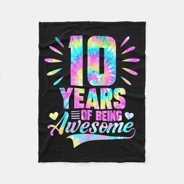 Couverture Polaire 10th Birthday Tie-dye 10 Year Of Being Awesome  (Devant)