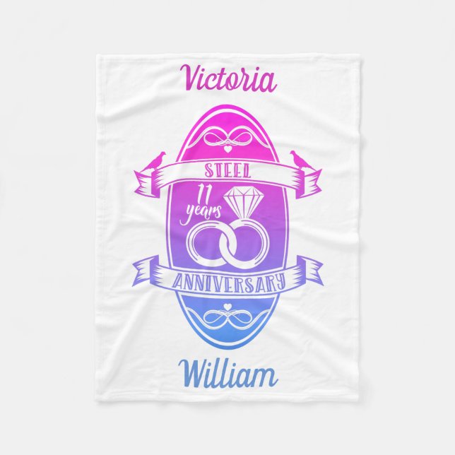 Couverture Polaire 11 ans traditionnel acier 11e anniversaire mariage (Devant)