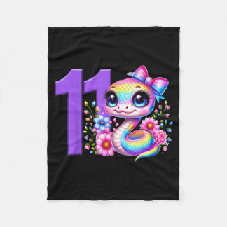 Couverture Polaire 11th Birthday Girl Snake Party Rainbow Coquette Bo