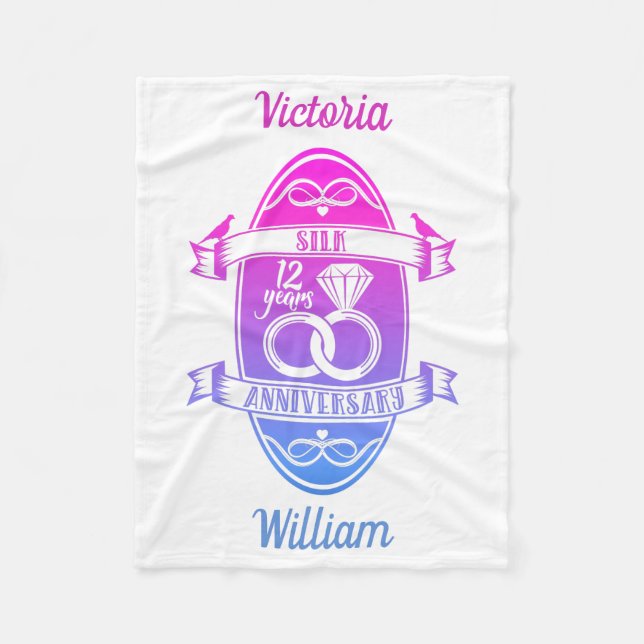 Couverture Polaire 12 ans traditionnel Silk 12e anniversaire mariage (Devant)