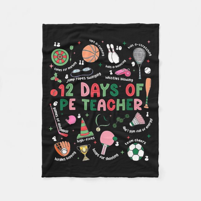 Couverture Polaire 12 Days Of Pe Teacher Physical Education Gym Coach (Devant)