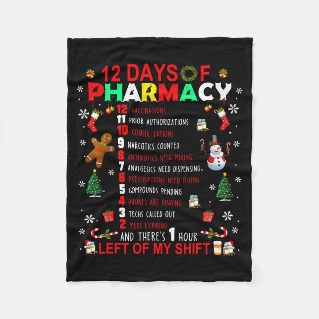 Couverture Polaire 12 Days Of Pharmacy Funny Christmas Pharmacist Tec (Devant)