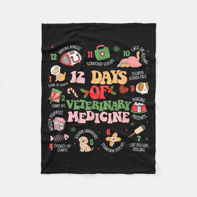 Couverture Polaire 12 Days Of Veterinary Medicine Funny Christmas Vet (Devant)