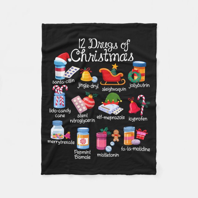 Couverture Polaire 12 Drugs Of Christmas Pharmacist Technician Pharma (Devant)
