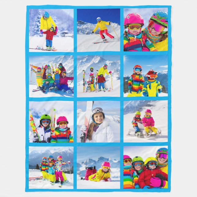 Couverture Polaire 12 Grille de Collage de Photos Azur (Devant)