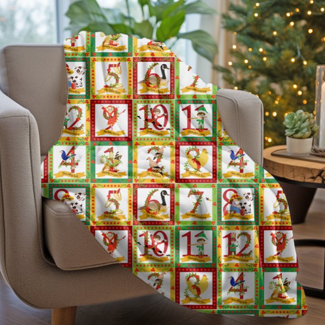 Couverture Polaire 12 Jours de Noël (12 Days of Christmas Fleece Blanket)