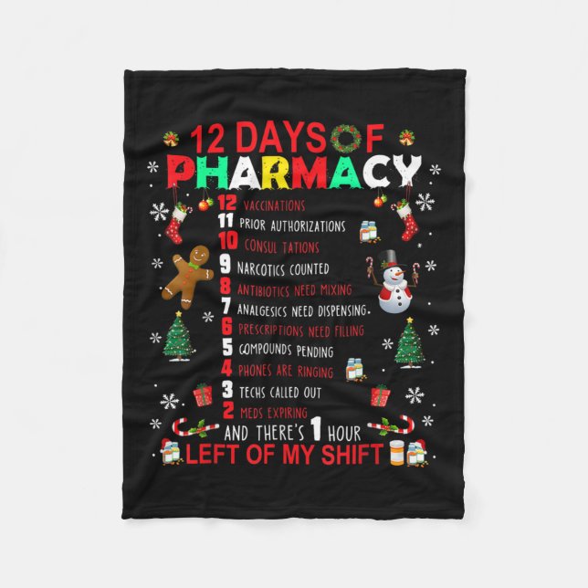 Couverture Polaire 12 Jours De Pharmacie Funny Christmas Pharmacist T (Devant)