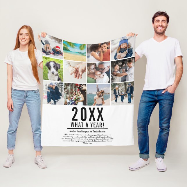 Couverture Polaire 12 Photo Collage Famille Bilan Annuel Moderne (En situation)