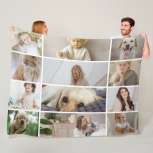 Couverture Polaire 12 Photo Collage famille personnalisée