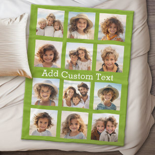 Couverture Polaire 12 Photo Instagram Collage Lime Green Arrière - p