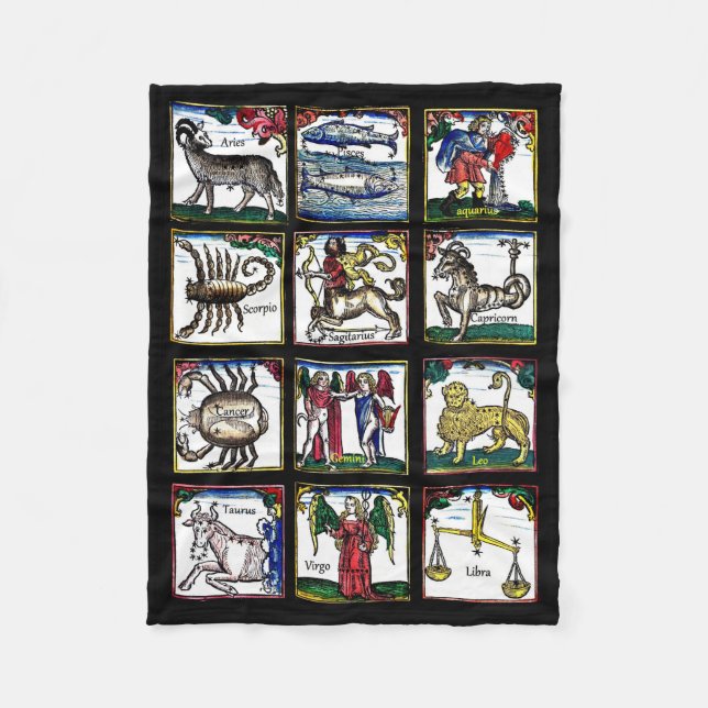 Couverture Polaire 12 Signes zodiaques Symboles astrologiques d'anniv (Devant)