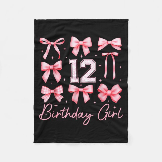 Couverture Polaire 12th Birthday Girl Coquette Bow Floral Toile 12 Ye (Devant)