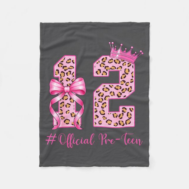 Couverture Polaire 12th Birthday Girl Nk Coquette Bow Leopard 12 Year (Devant)