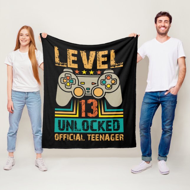 Couverture Polaire 13th Birthday Gift Boys Level 13 Unlocked Official (En situation)