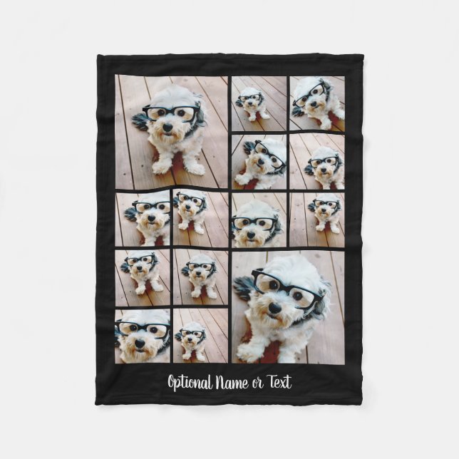 Couverture Polaire 14 Photo Collage carré noir blanc calligraphie (Devant)