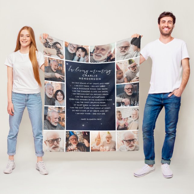 Couverture Polaire 14-Photo En Mémoire Amoureuse Citation Personnalis (En situation)