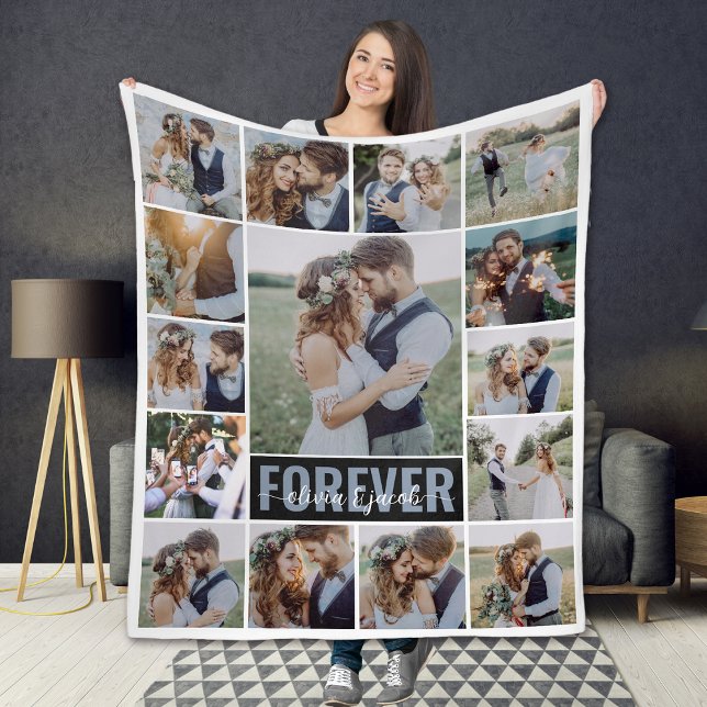 Couverture Polaire 15 Photo Collage Nom du monogramme (Créateur téléchargé)