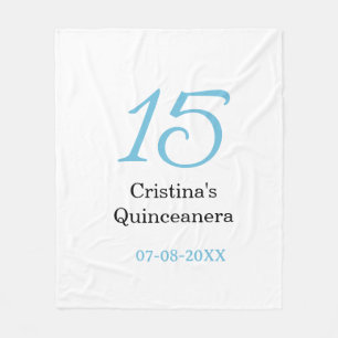 Couverture Polaire 15e anniversaire de quinceanera bleu noir lettre n