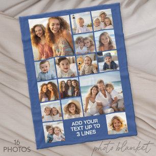 Couverture Polaire 16 Collage photo Montage et Texte - Blanc Bleu