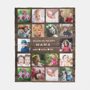 Couverture Polaire 18 Photo Collage Dark Wood Love You Nana