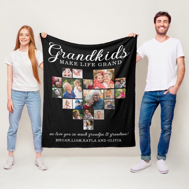 Couverture Polaire 18 Photo Heart Collage Grandkids Make Life Grand (En situation)
