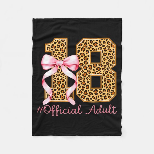 Couverture Polaire 18th Birthday Girl Nk Coquette Bow Leopard 18 Year (Devant)