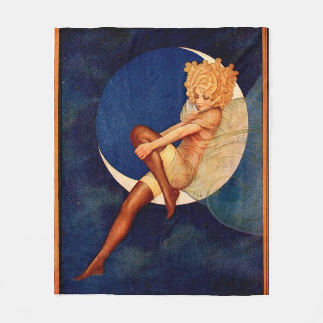 Couverture Polaire 1920 hosiery et belle femme sur la lune (Devant)