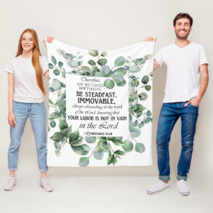 Couverture Polaire 1 Corinthiens 15:58 Inspirational Verse Eucalyptus