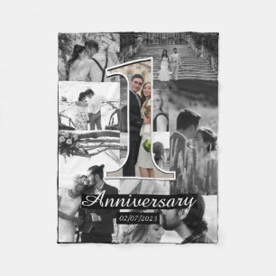 Couverture Polaire 1ère année mariage anniversaire photo collage