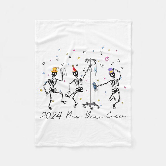Couverture Polaire 2024 New Year Crew Skeleton Dancing Funny Nurse Ic (Devant)