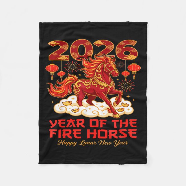 Couverture Polaire 2026 Lunar Chinese New Year Of The Fire Horse Zodi (Devant)