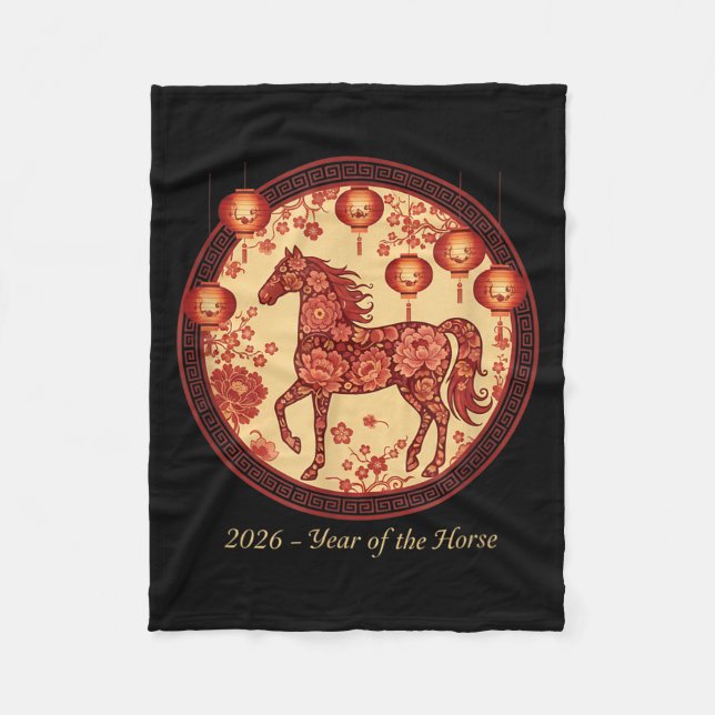 Couverture Polaire 2026 Year Of The Horse Lantern Design – Floral Zod (Devant)
